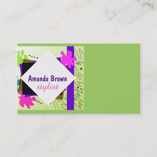 business card template colourful whimsical art (Front)