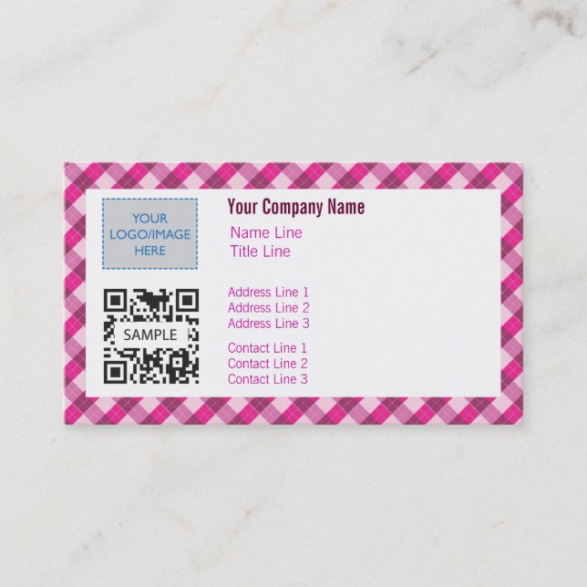 Business Card Template Generic Pink Argyle 2 (Front)