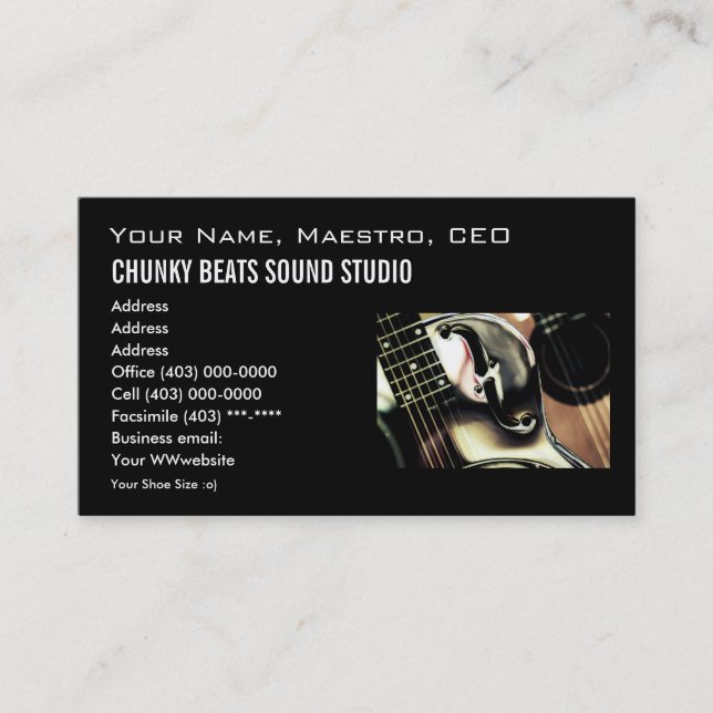 Business Card template, Music industry (Front)
