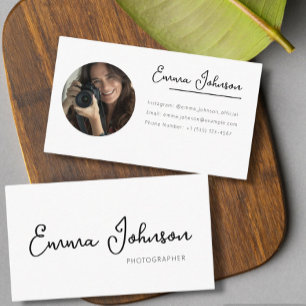 Business card template with photo, minimalist 