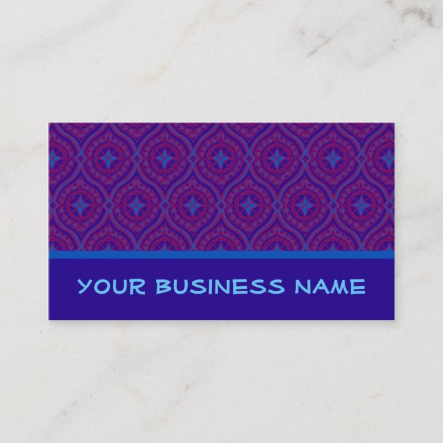 Business Card to Customize: Purple and Blue Ogees (Front)