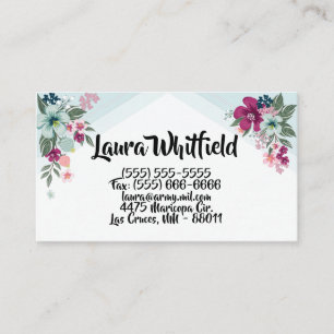Business Card Tropical Flower on Blue Ombre