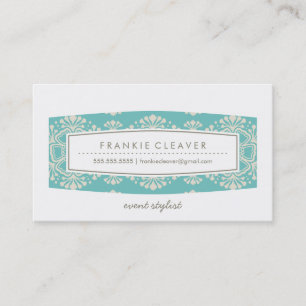 BUSINESS CARD vintage floral pattern turquoise