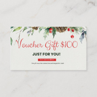 Business Card voucher $100