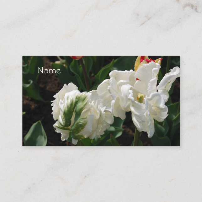 Business Card-White and Green Tulip Business Card (Front)