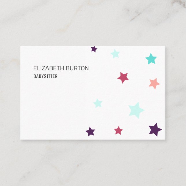 Business card with coloured stars. (Front)