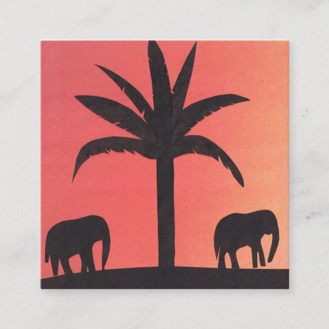 Business Card with Elephant Silhouettes (Front)