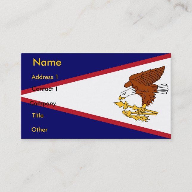 Business Card with Flag of American Samoa U.S.A. (Front)