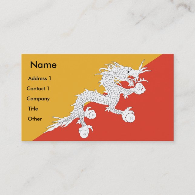 Business Card with Flag of Bhutan (Front)