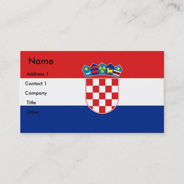 Business Card with Flag of Croatia (Front)