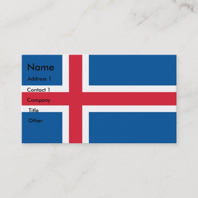 Business Card with Flag of Iceland (Front)