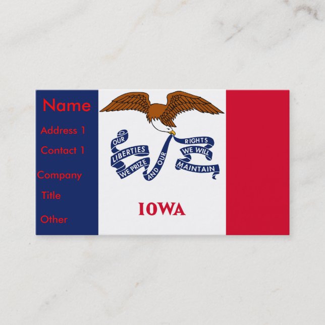 Business Card with Flag of Iowa U.S.A. (Front)