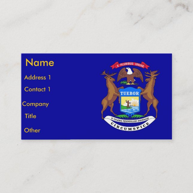 Business Card with Flag of Michigan U.S.A. (Front)