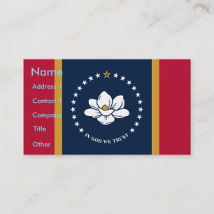 Business Card with Flag of Mississippi State, USA