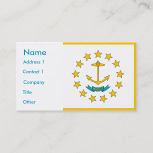 Business Card with Flag of Rhode Island U.S.A.