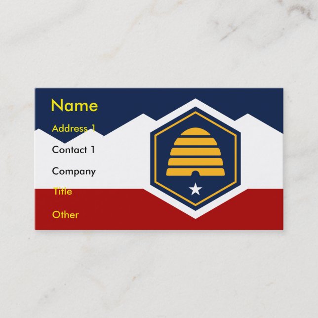 Business Card with Flag of Utah, USA (Front)