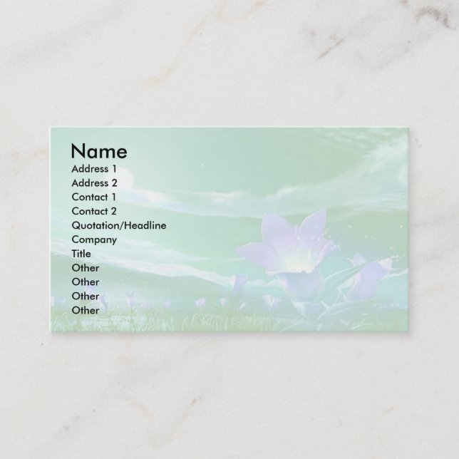 Business Card with Green and Lavender (Front)