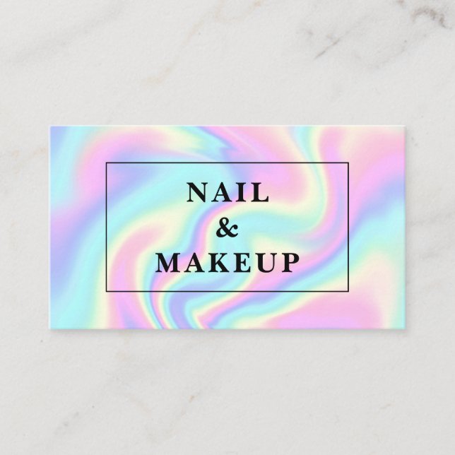 Business card with holographic background. (Front)