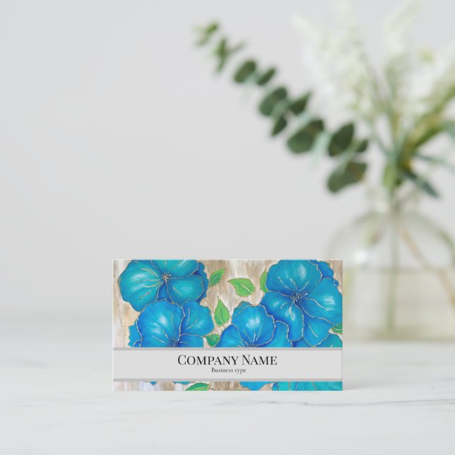Business Card with painting of flowers (Standing Front)