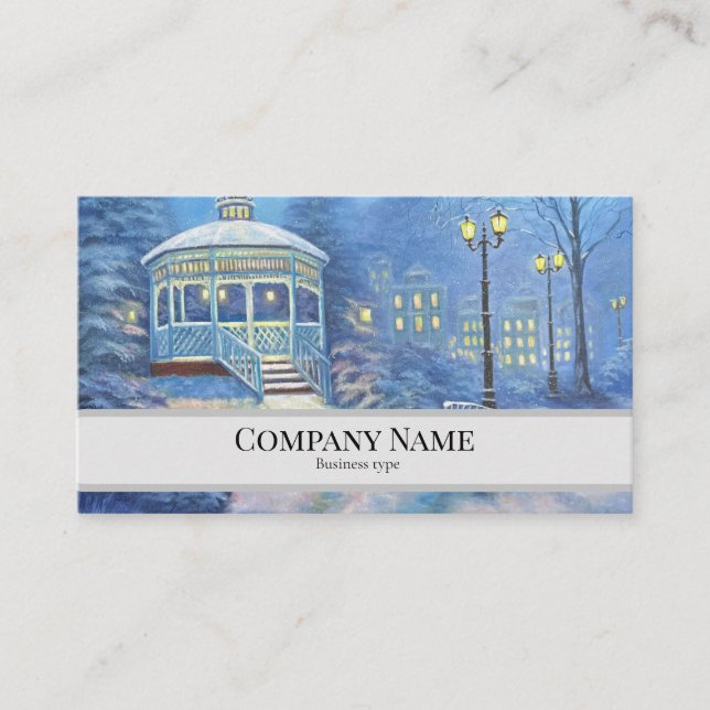 Business Card with painting of winter gazebo  (Front)