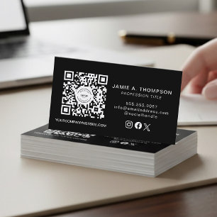 Business Card with QR code Black modern Logo