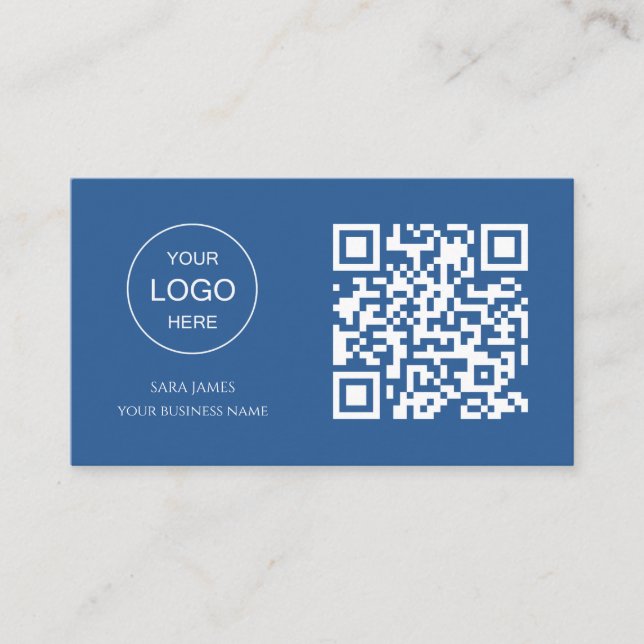 Business Card with QR Code | Blue Modern Design (Front)