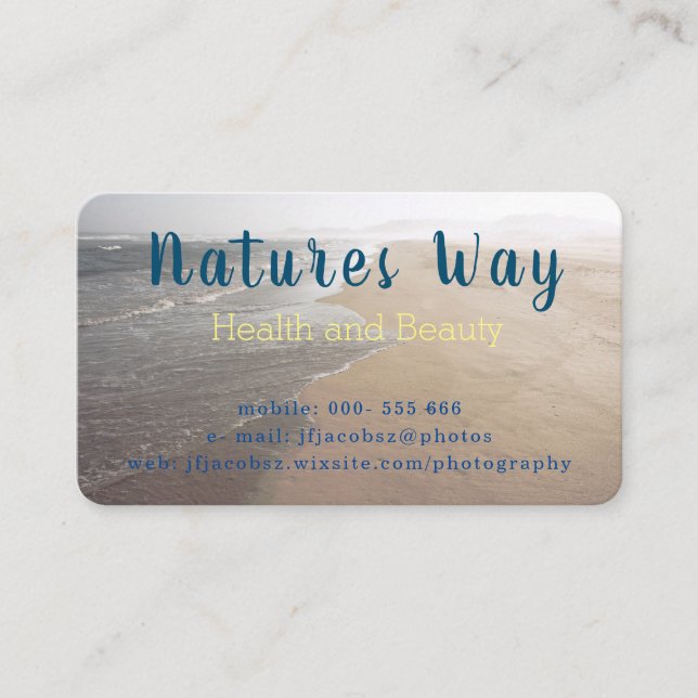Business Card with textured sea sand background (Front)