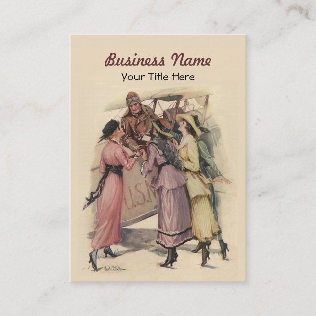 Business Card with Vintage Airplane (Front)