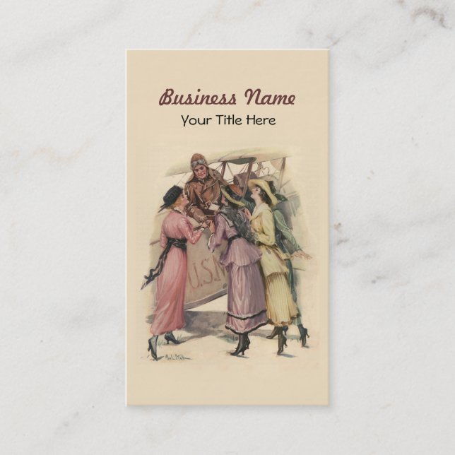 Business Card with Vintage Airplane (Front)