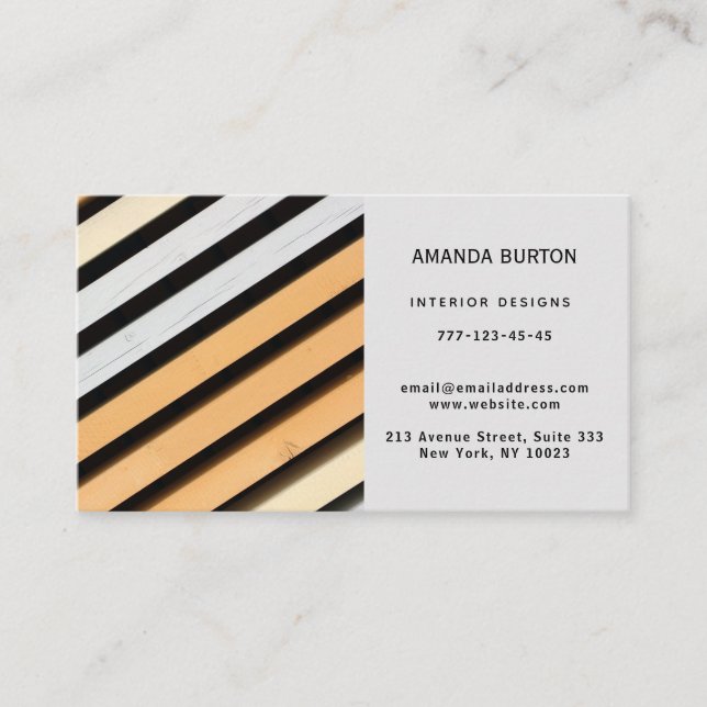 Business card with wood texture. (Front)