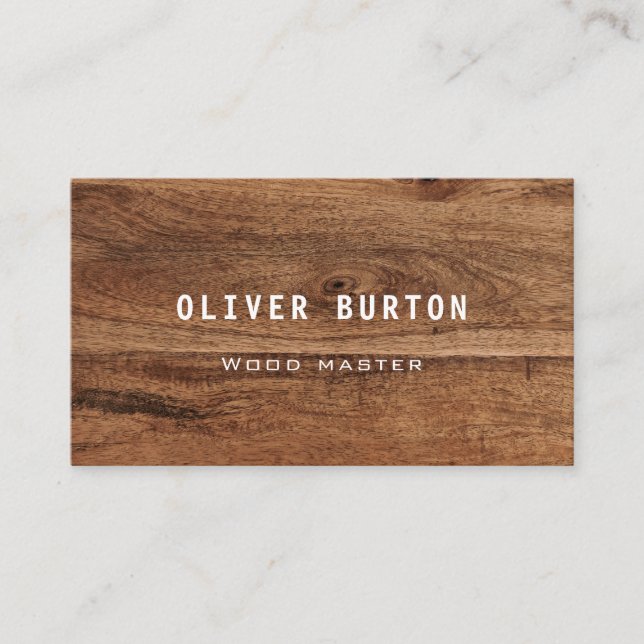 Business card with wood texture. (Front)