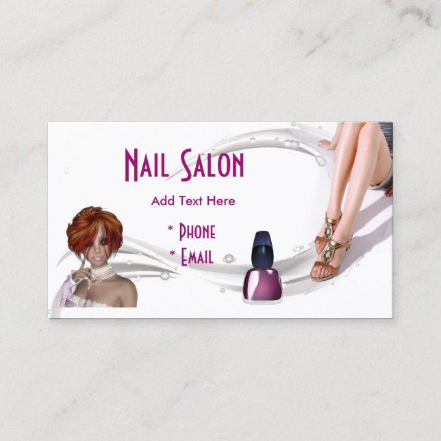 Business Card Zizzago Pink Nail Salon (Front)