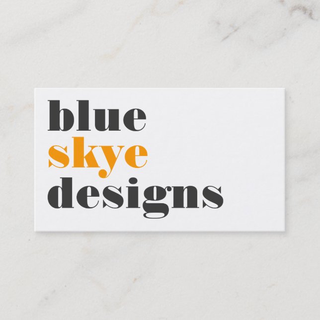 business cards > blue skye  [orange : charcoal] (Front)