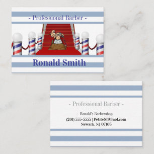 Business Cards, Blue Stripe Barbershop Barber Card