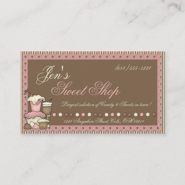 Business Cards :: Candy, Cupcakes & Sweet Shop (Front)
