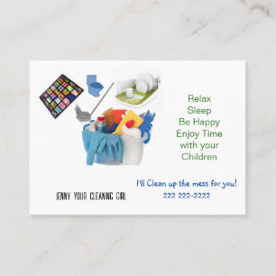 Business Cards, Cleaning Lady Services Business Card
