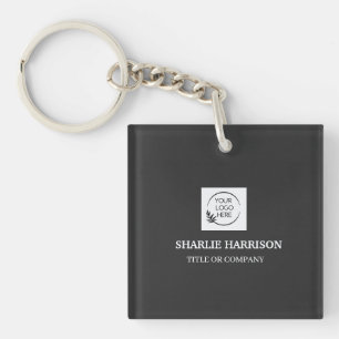 Business Cards   Custom Logo Icons Modern black Keychain