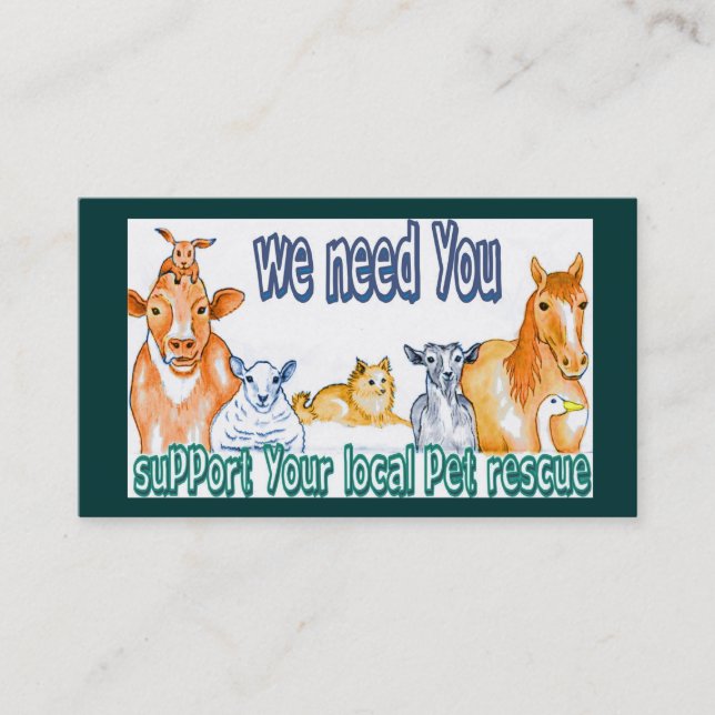 Business Cards,customizable pet rescue Business Card (Front)