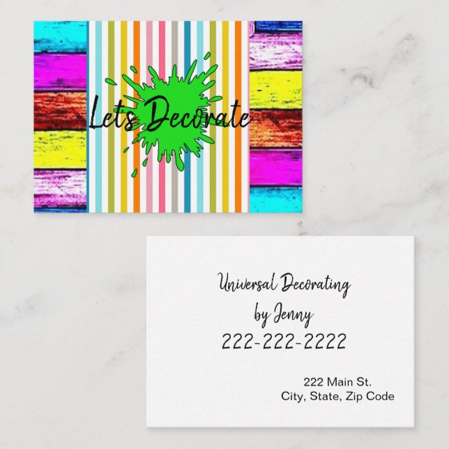 Business Cards, Decorating Painting Stripe Card (Front/Back)