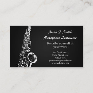Business cards for saxophonists - silver design