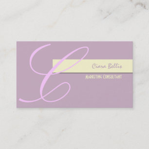 Business cards, girly girl monogram in lilac card