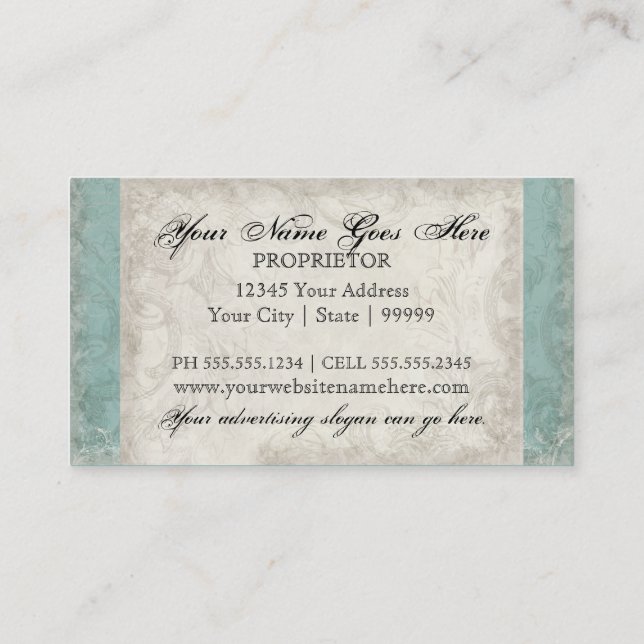 Business Cards - Key to my Heart, Doves Swirl (Back)