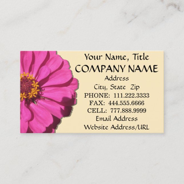 Business Cards - Magenta Zinnia (Front)