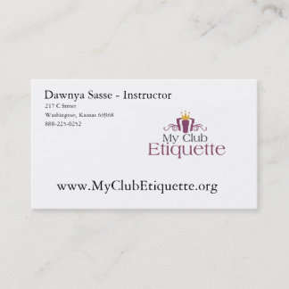 Business Cards- My Club Etiquette Card