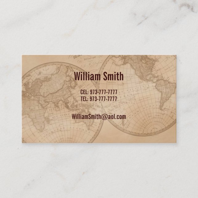 Business Cards old map globe (Front)