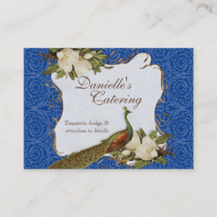 Business Cards - Peacock Magnolia Floral Damask