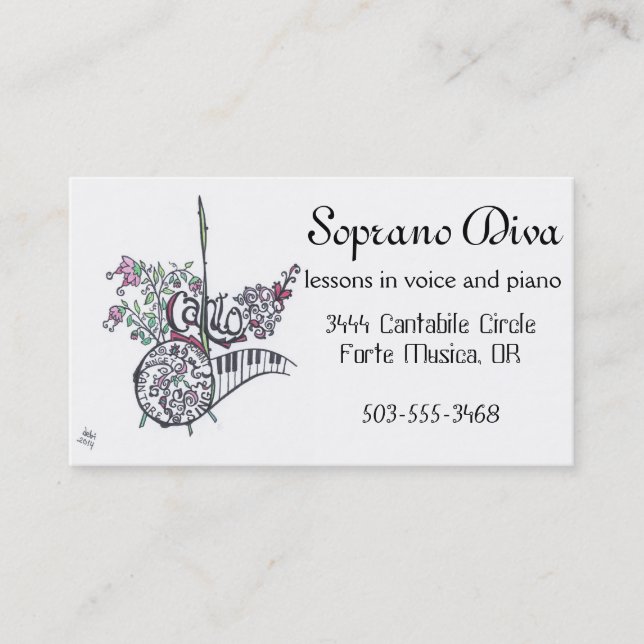 business cards:  soprano diva card (Front)
