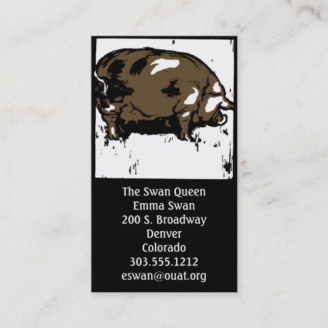 Business Cards Victorian Woodcut Pig or Hog (Front)