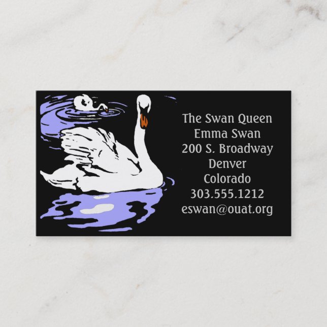 Business Cards Victorian Woodcut Swans (Front)