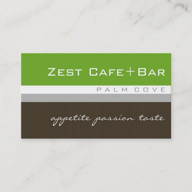 business cards > zest [lime+chocolate] (Front)